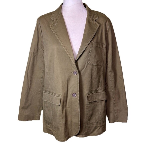Talbots Women’s Green Utility Cotton Blazer Casual Workwear Chore Coat Size 12 - Picture 1 of 9